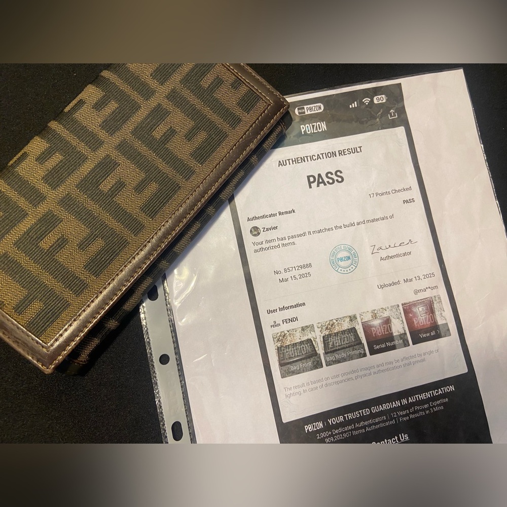 FENDI ZUCCA Canvas ~ Brown Leather ~ Long Wallet ~ Certificate of Authenticity 🤎